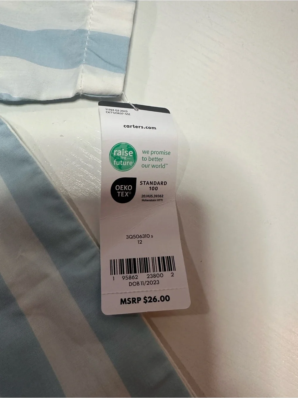 Carter's Men's Short-Sleeve Button-Up in Light Blue and White Vertical Stripes